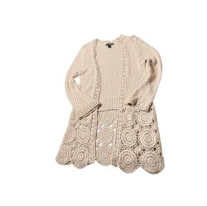 Crochet Cardigan | Color: BEIGE | Size: LARGE | Willi Smith